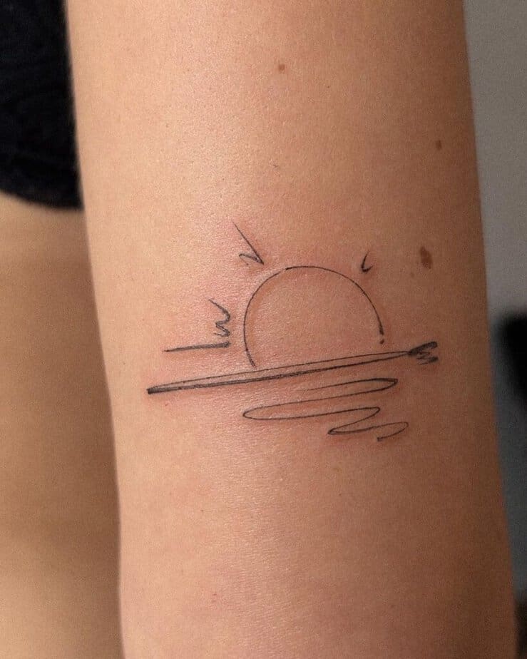 Fine-line scenery tattoo