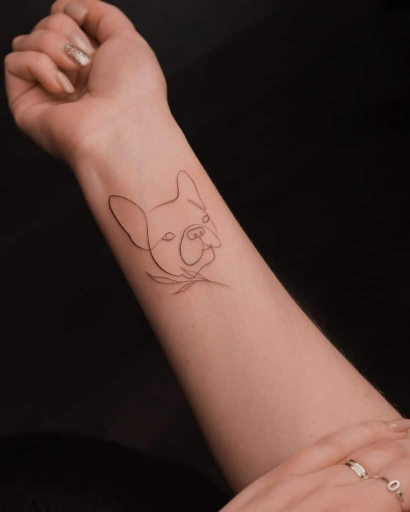 Pet portrait fine-line tattoo