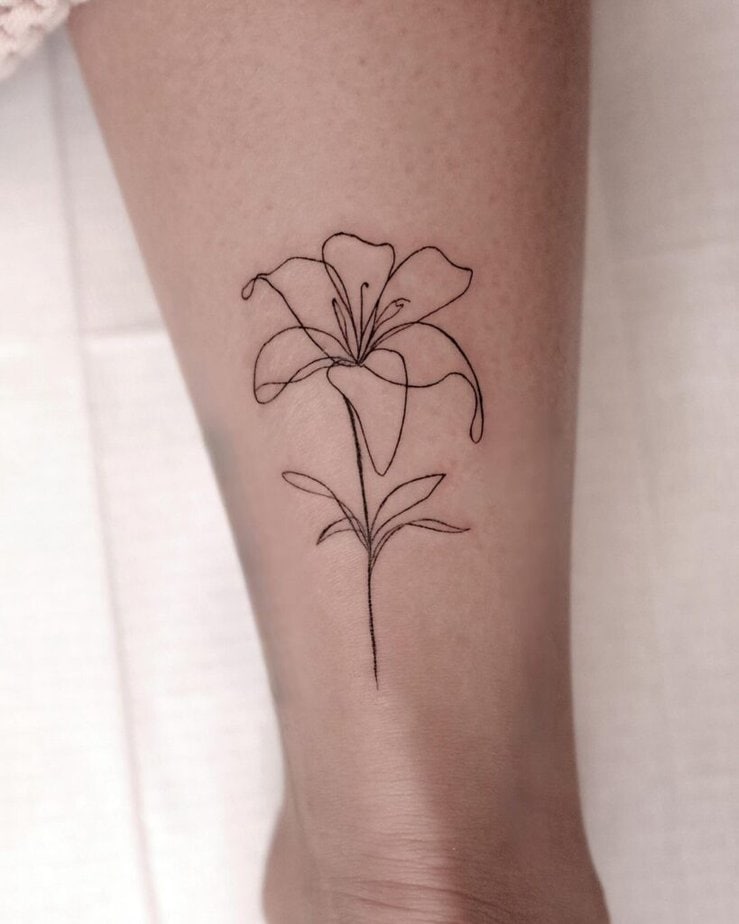 Fine-line floral tattoo