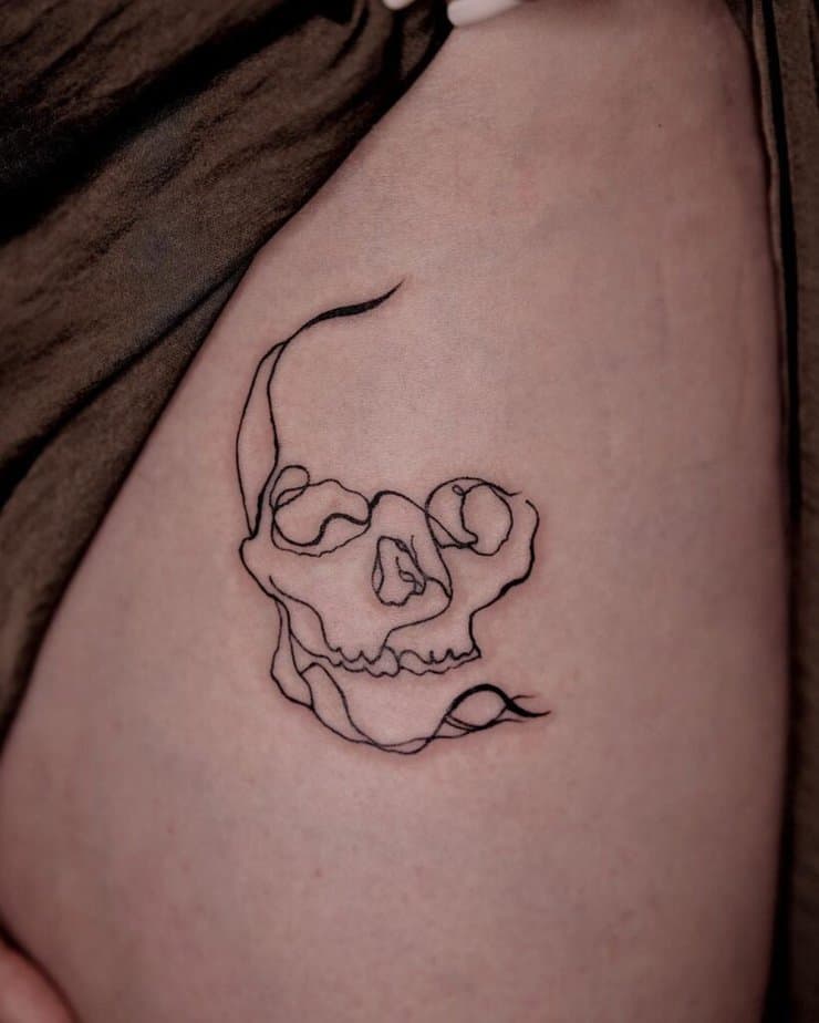 Fine-line skull tattoo