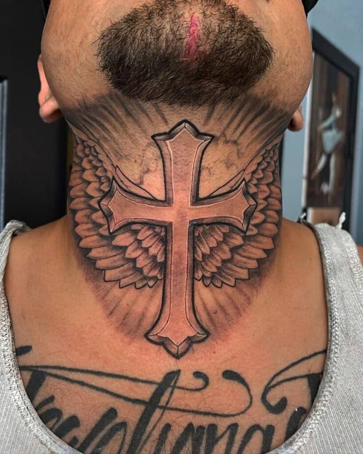 10. Cross neck tattoo