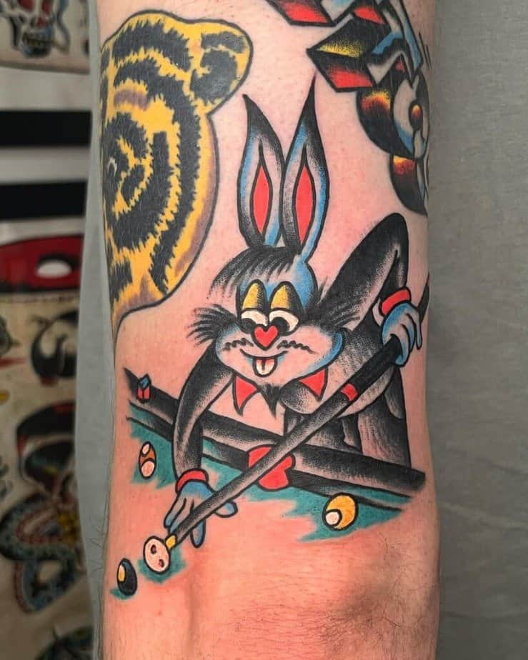 Bunny playing billiards