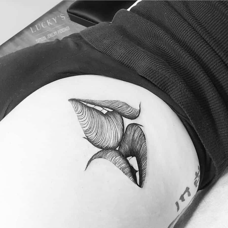 Lips tattoo ready for a kiss