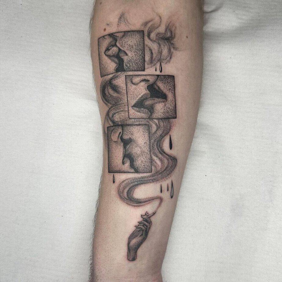 Stages of kissing tattoo