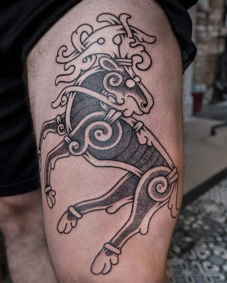 16. A stag with super clean linework and dotwork