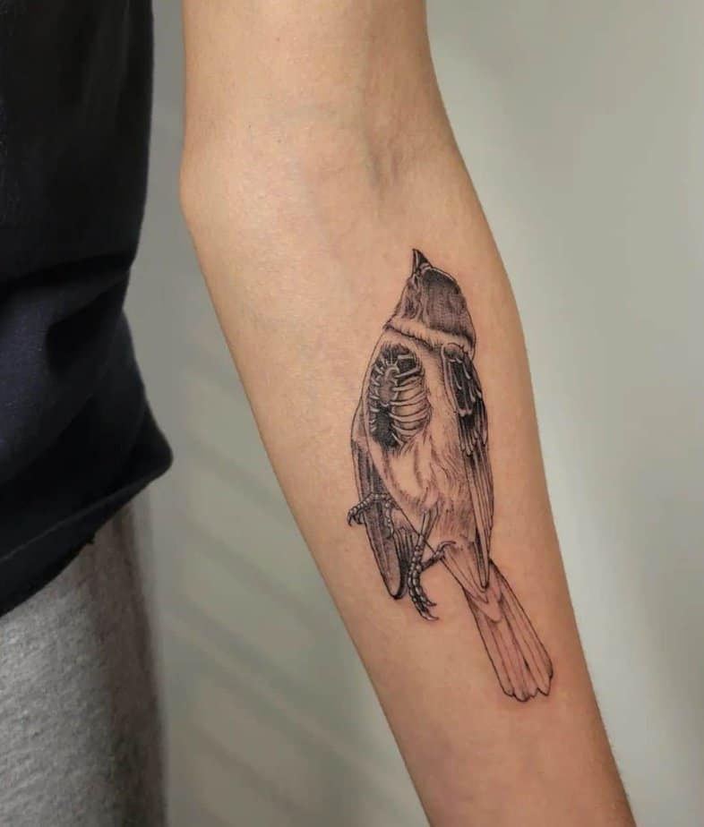 3. A tattoo of a sweet sparrow that might or might not be dead
