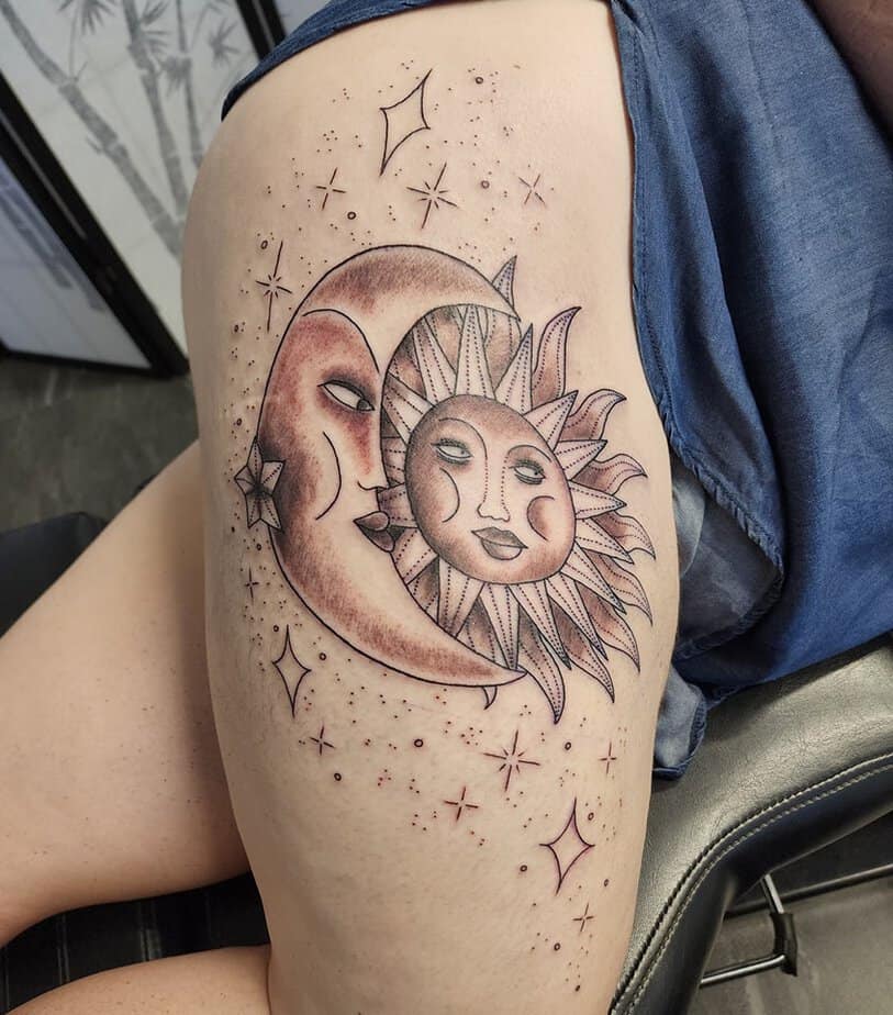 Celestial sun and moon