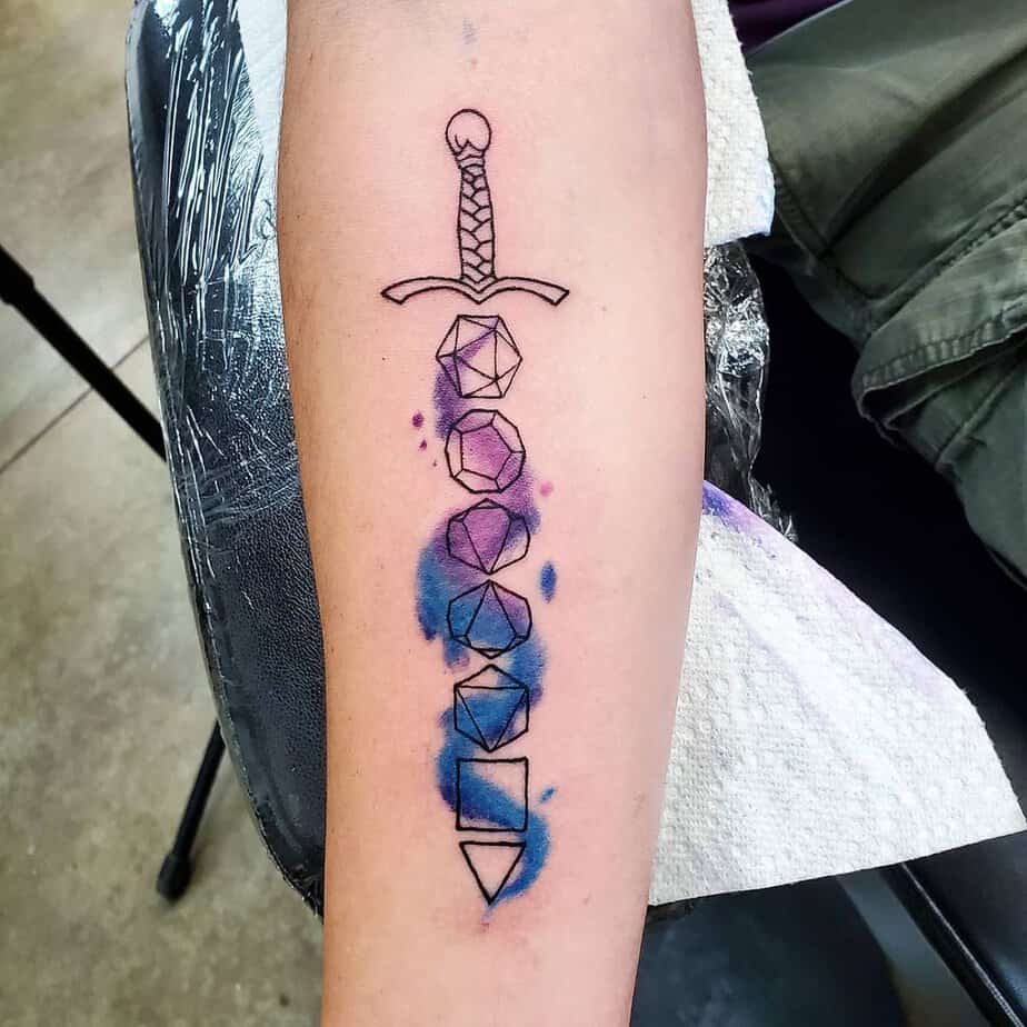 Geometric sword and dice