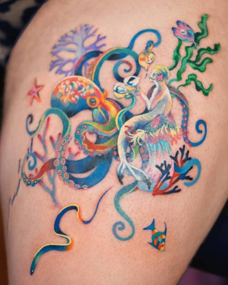 Siren in a colorful underwater wonderland