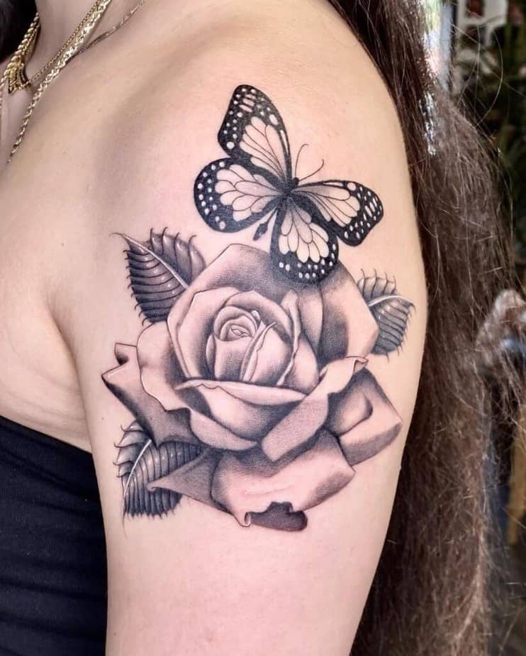 21. Rose and a butterfly