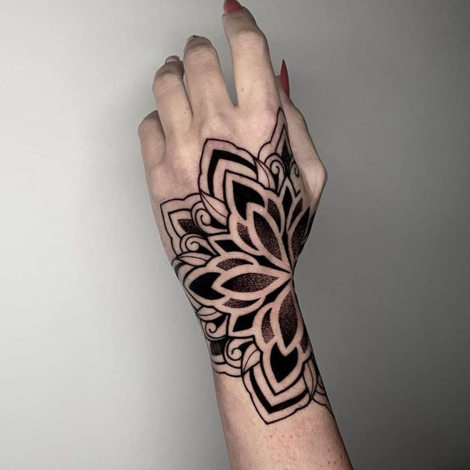 3. A dotwork hand tattoo