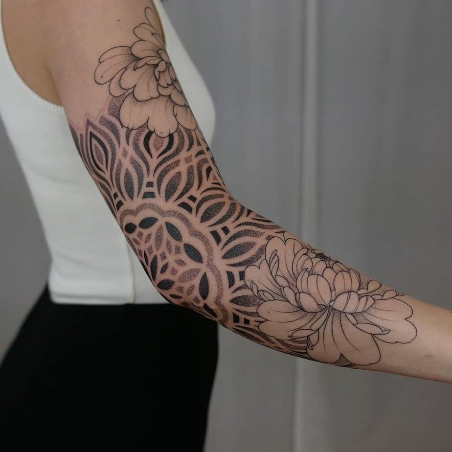 21. A dotwork sleeve tattoo