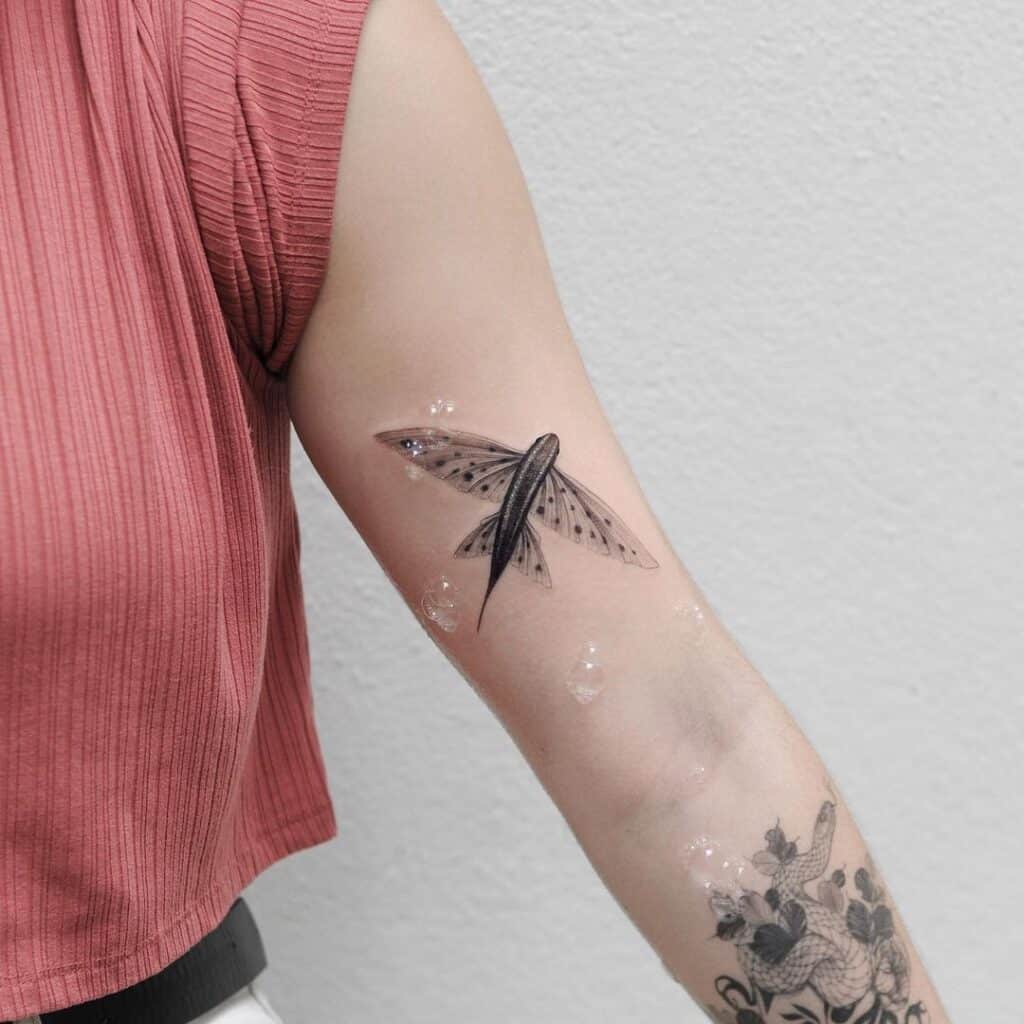 21. A flying fish tattoo