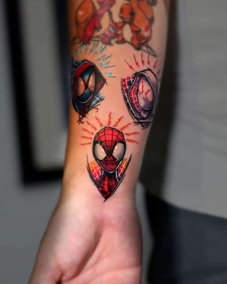 Spiderman tattoo on the arm