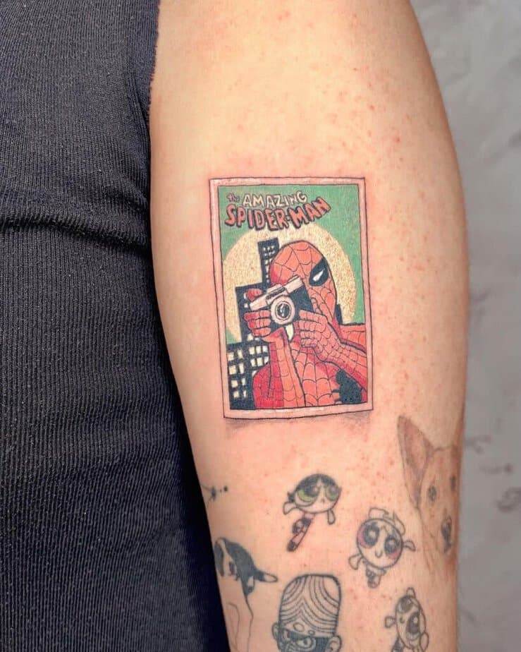 Spiderman tattoo on the arm