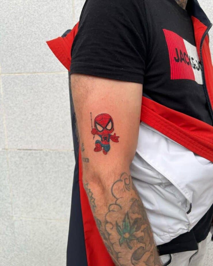 Spiderman tattoo on the arm