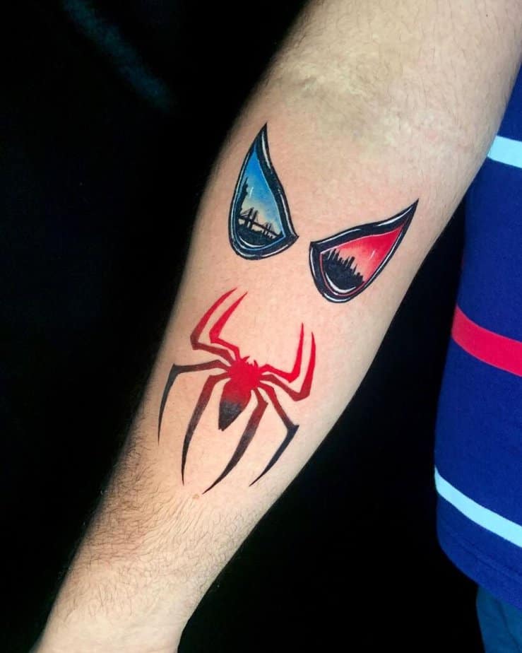Spiderman tattoo on the arm