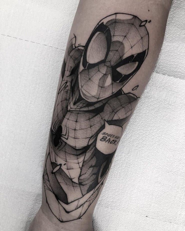 Spiderman tattoo on the arm