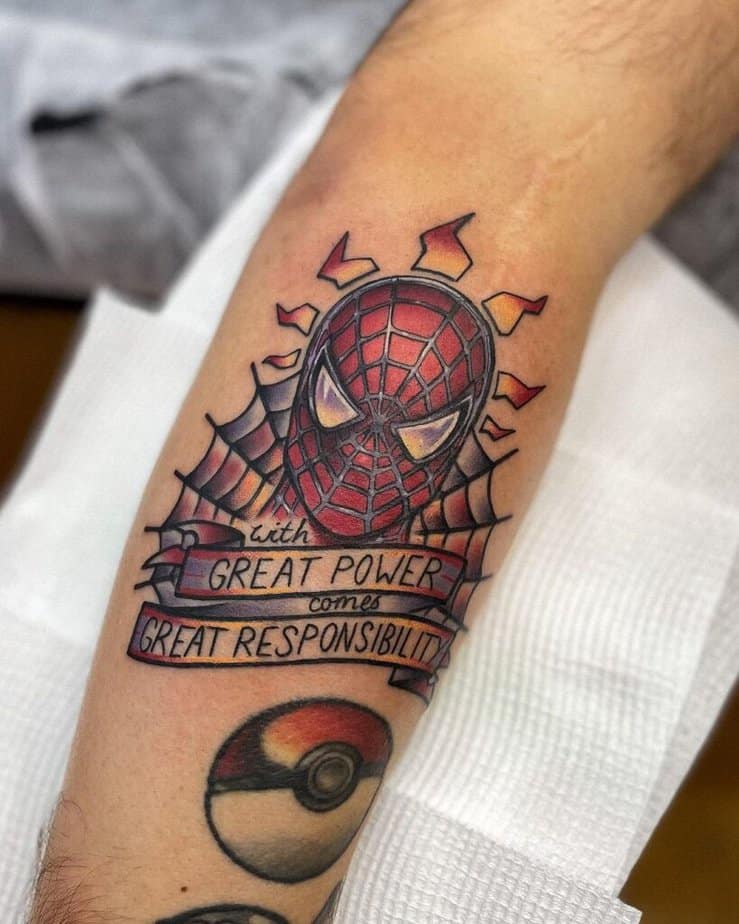 Spiderman tattoo on the arm