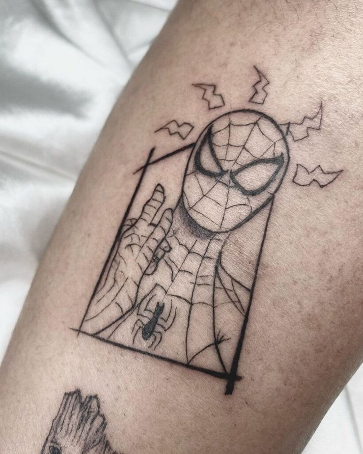 Spiderman tattoo on the arm