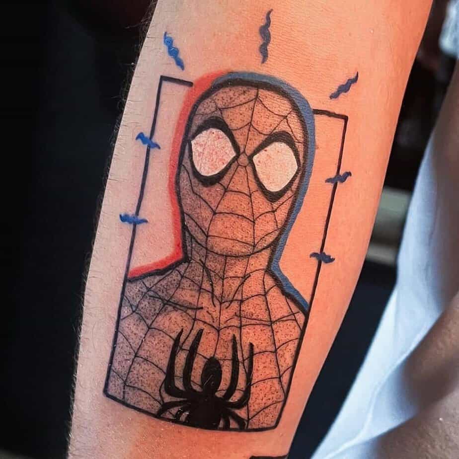 Spiderman tattoo on the arm