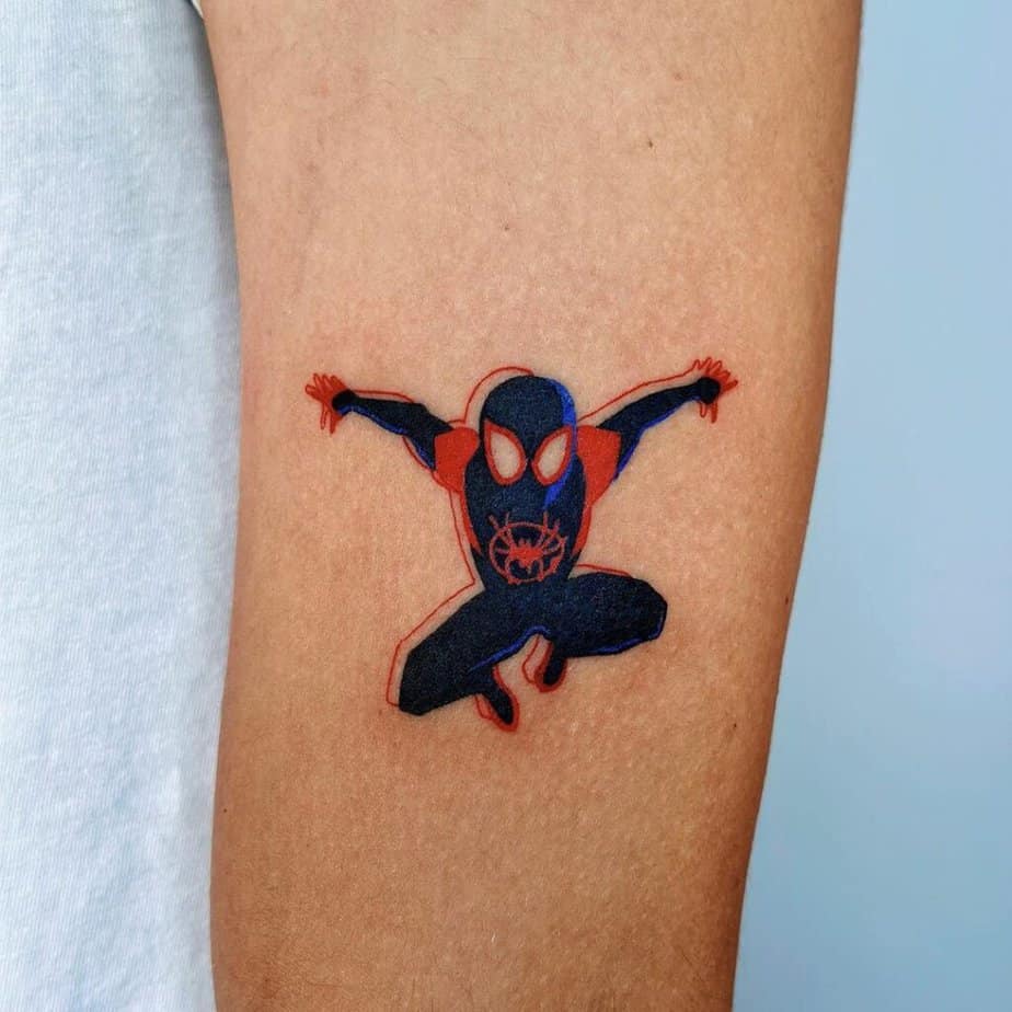 Spiderman tattoo on the arm