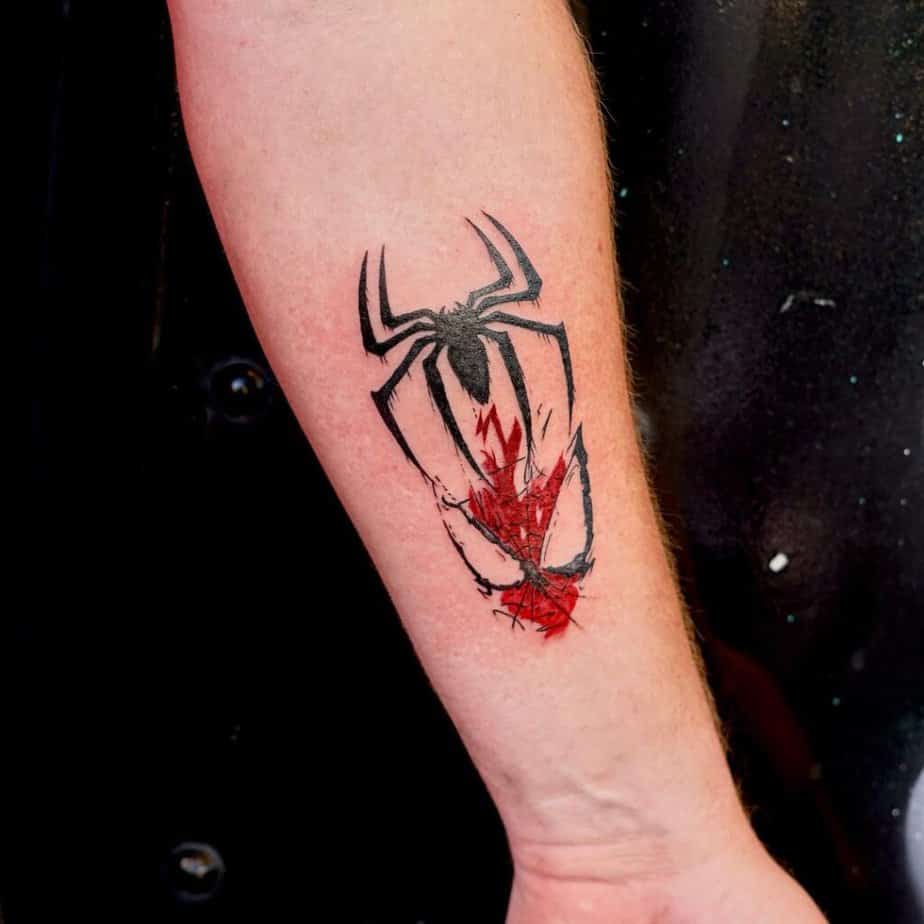 Spiderman tattoo on the arm