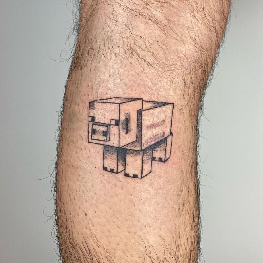 Black Minecraft dog tattoo
