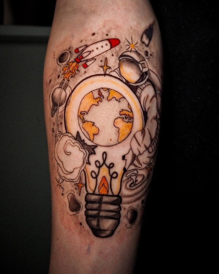 Colorful space tattoos