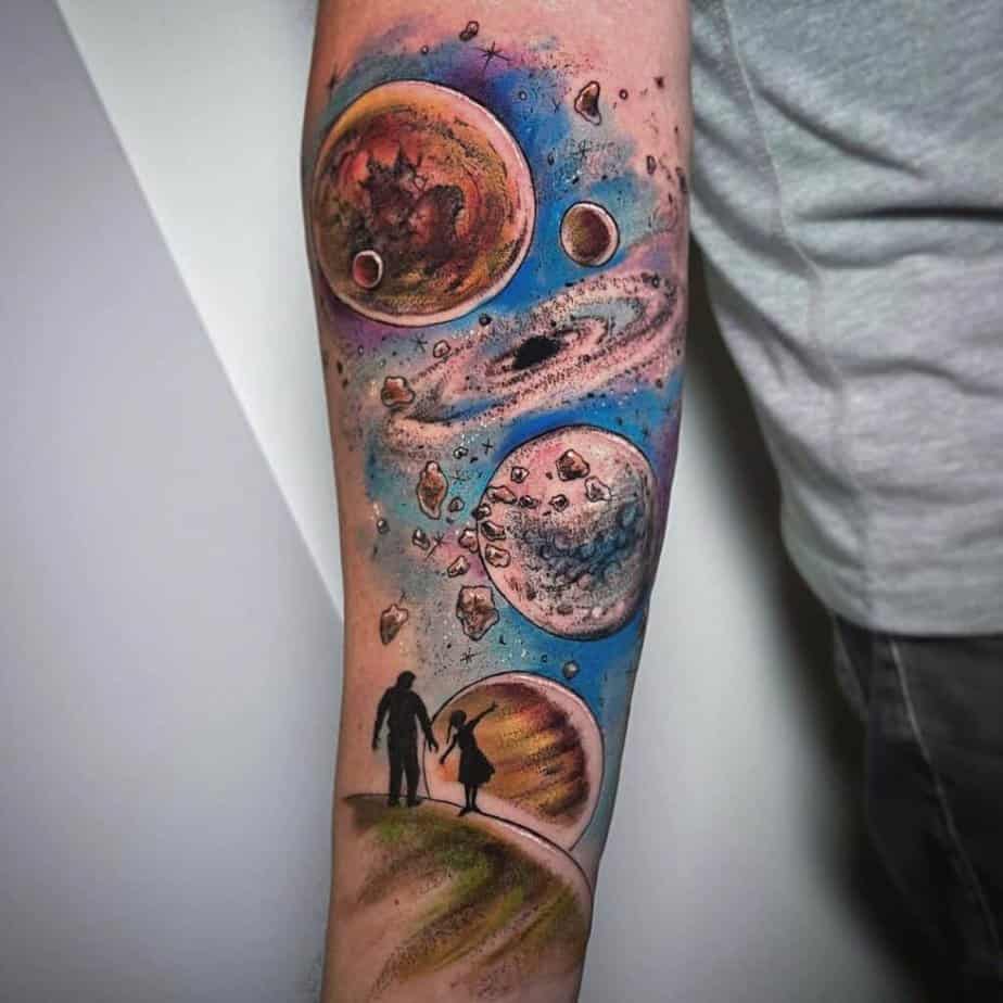 Colorful space tattoos