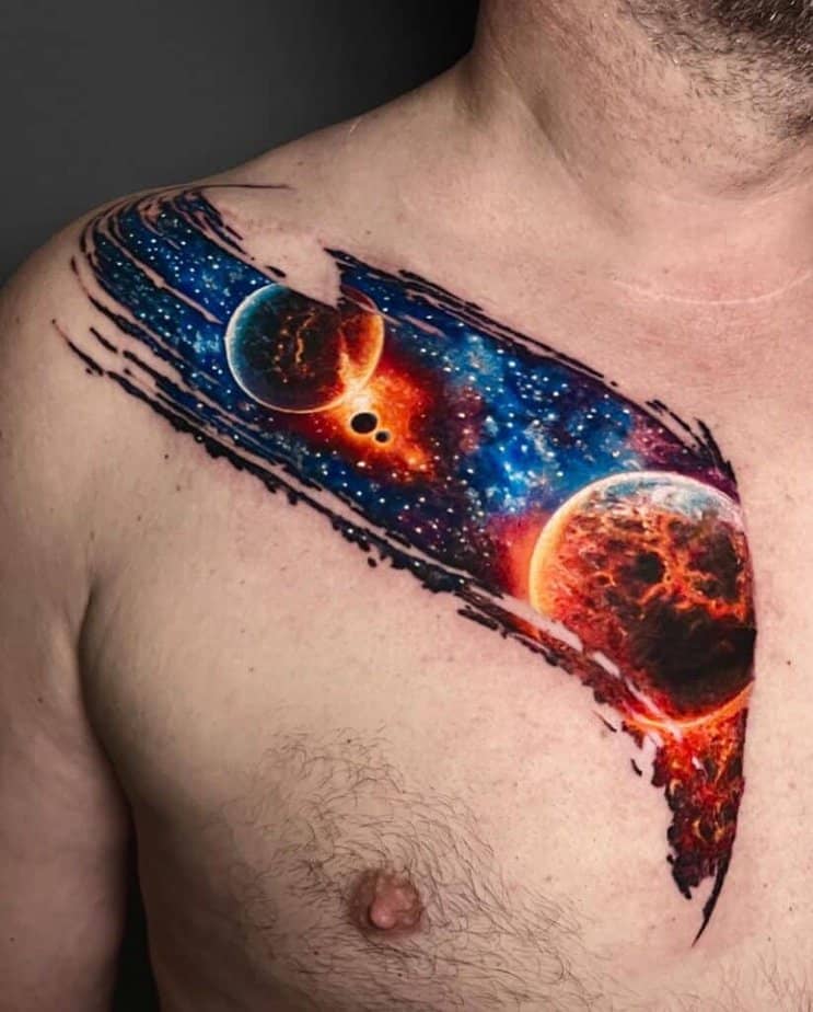 Colorful space tattoos