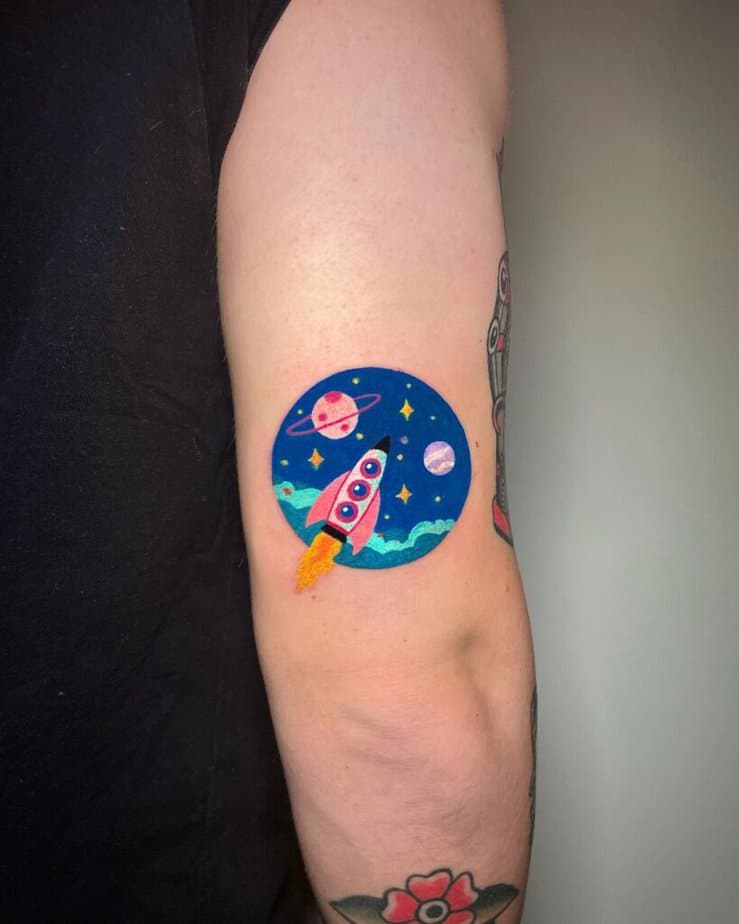 Colorful space tattoos