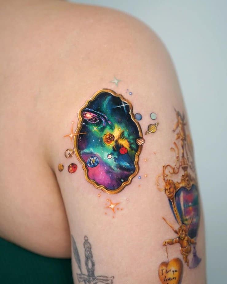 Colorful space tattoos