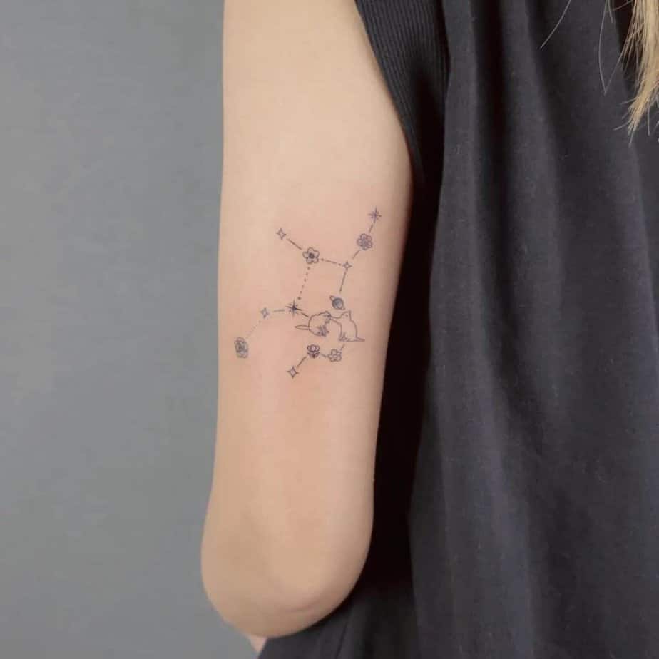 Virgo constellation back of arm