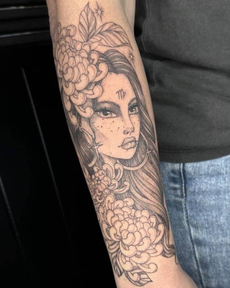 Full forearm Virgo goddess