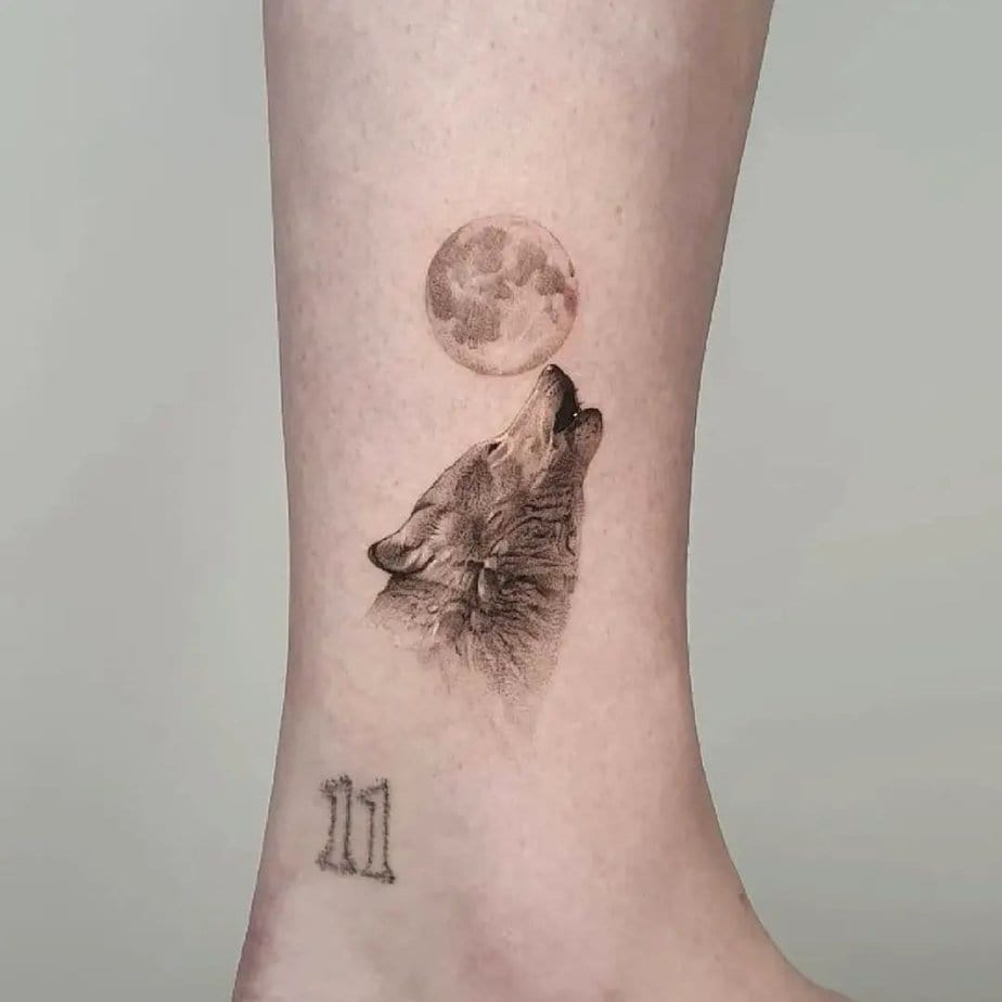 Howling at the full moon tattoo