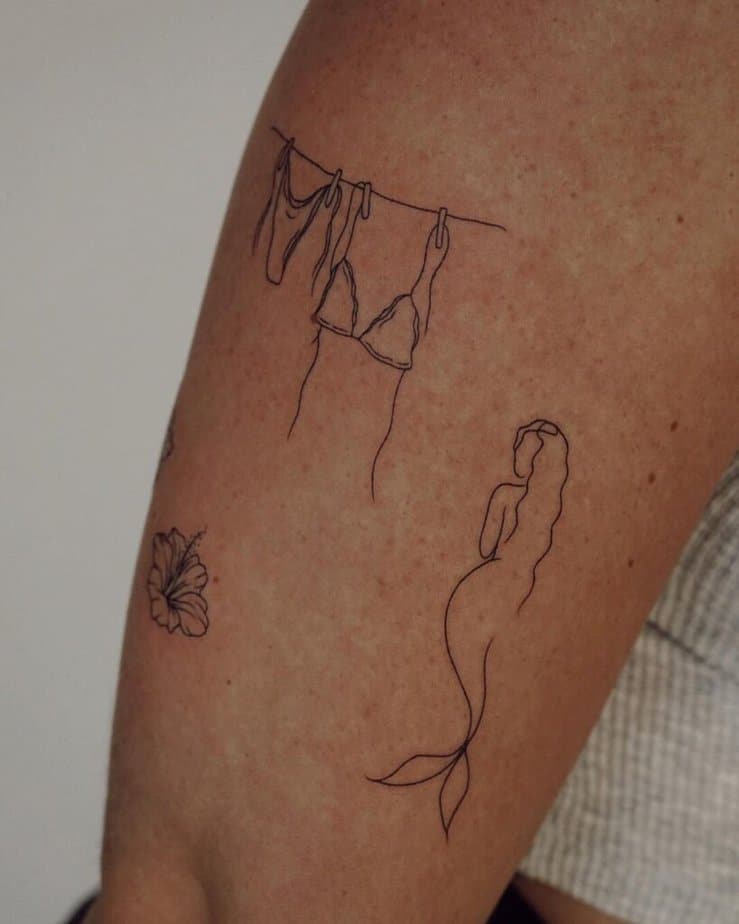 14. Ocean-themed patchwork tattoos