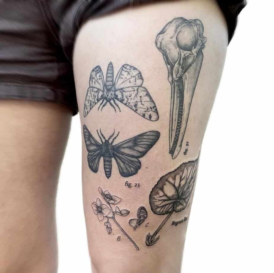 5. A statement patchwork tattoo on the thigh