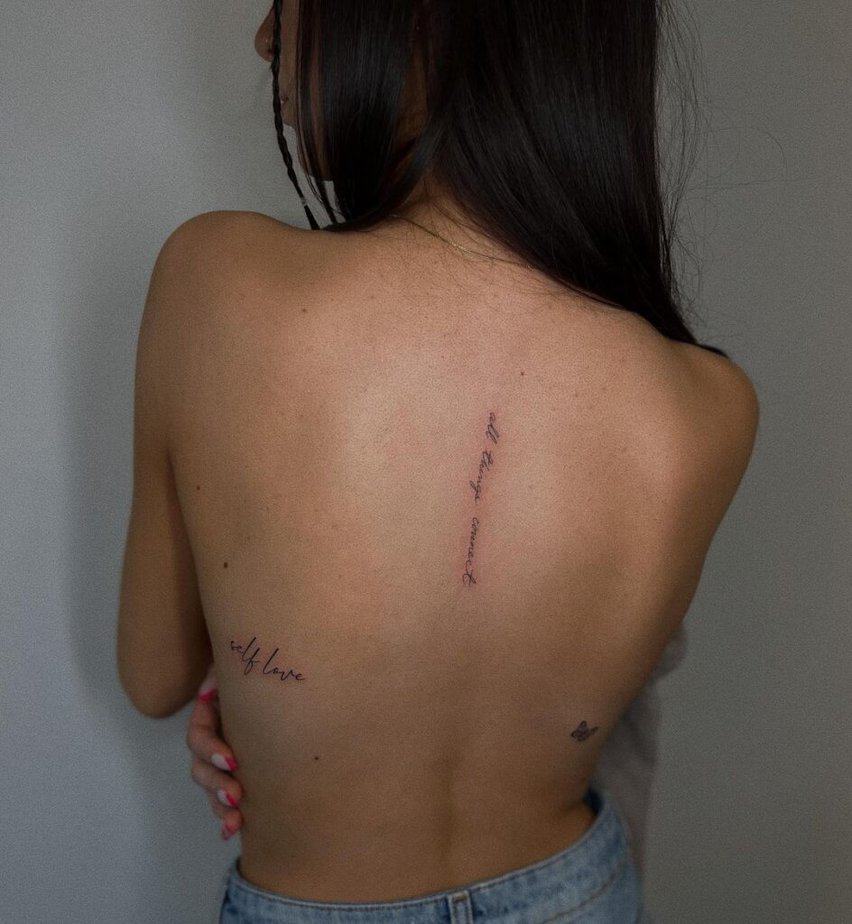 9. Minimalistic patchwork tattoos on the back