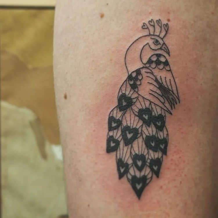 20. A peacock with hearts