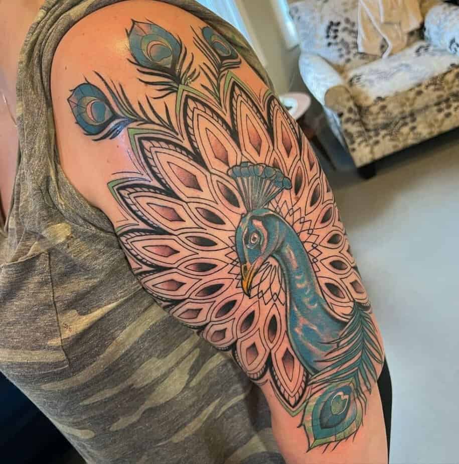 6. An intricate partial sleeve peacock