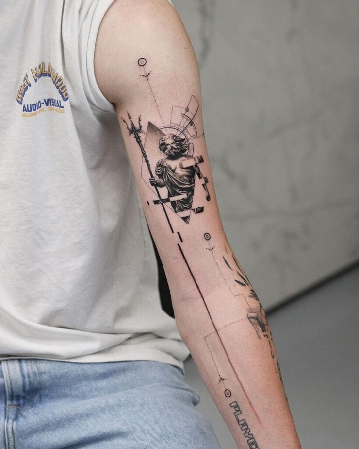 Geometric Poseidon tattoos