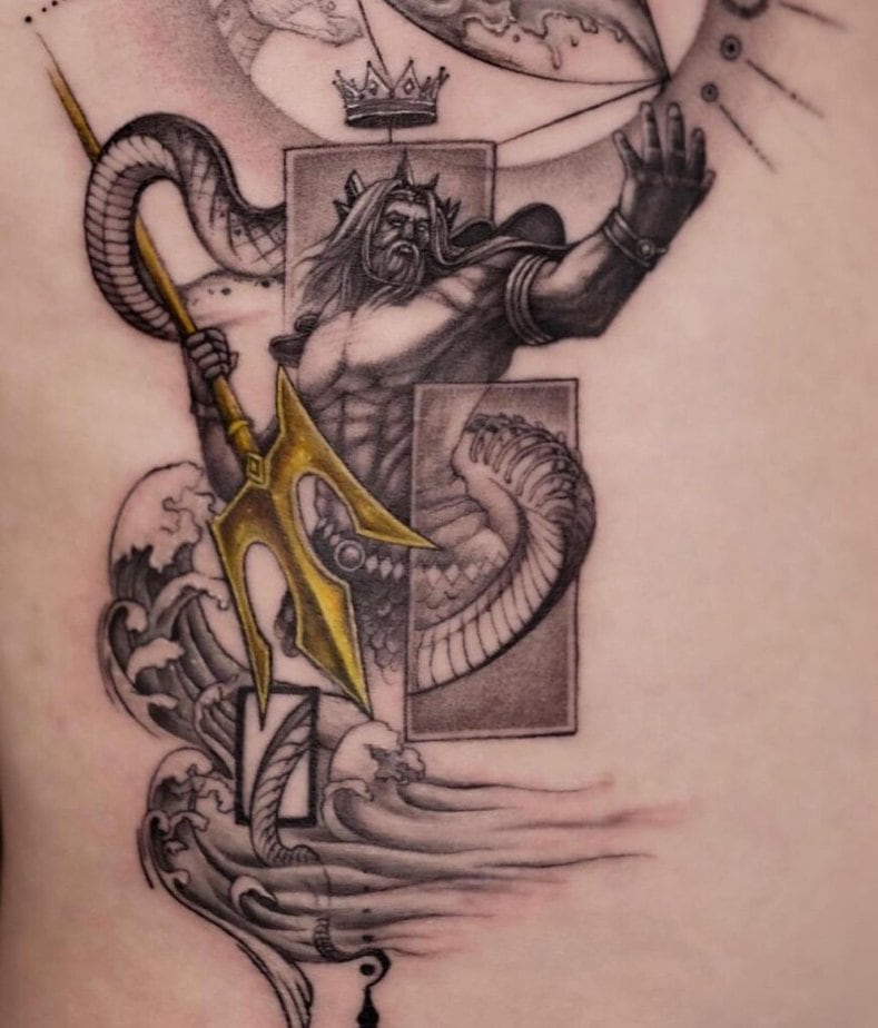 Geometric Poseidon tattoos
