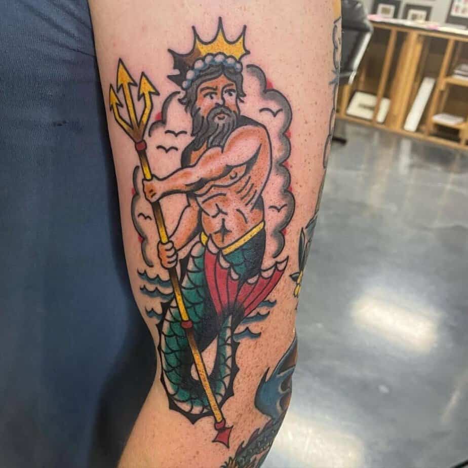Unique Poseidon tattoo