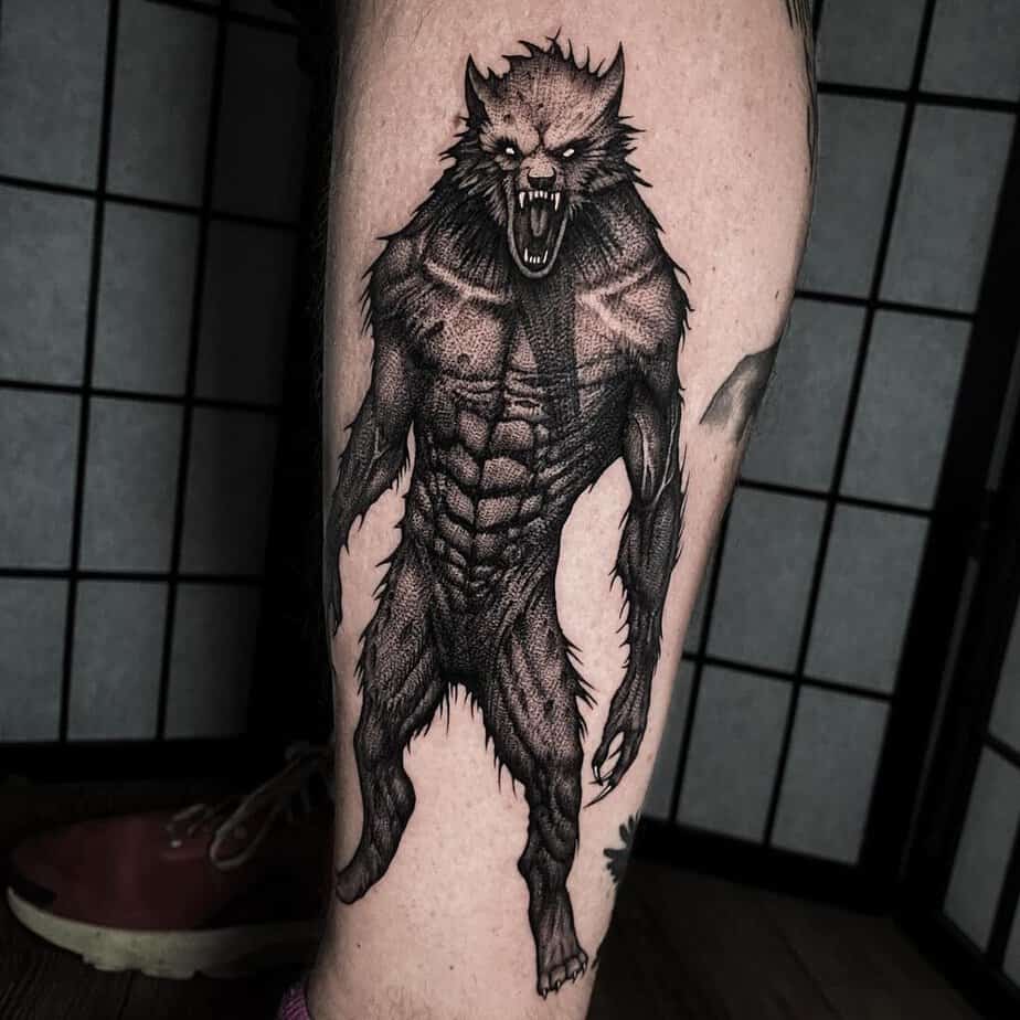 Werewolf roar tattoo