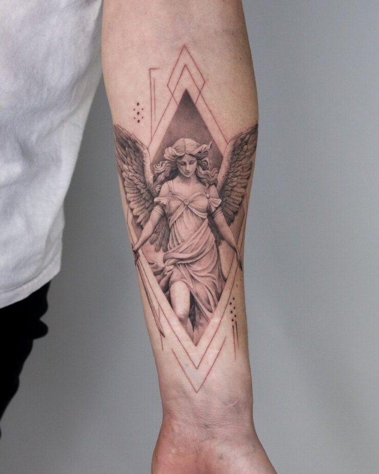 Angel forearm tattoo