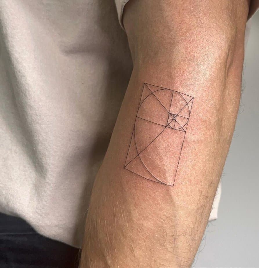 8. A linework Fibonacci tattoo