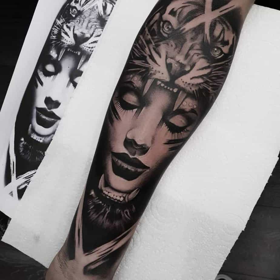 Animal forearm tattoos for men