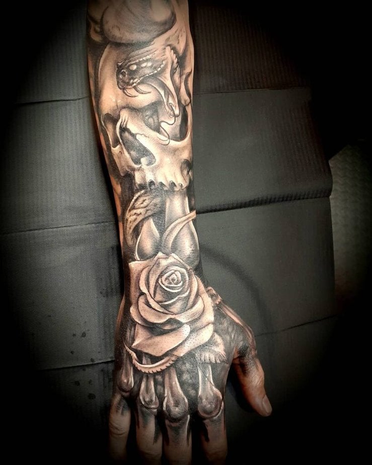 Skull forearm tattoos for men