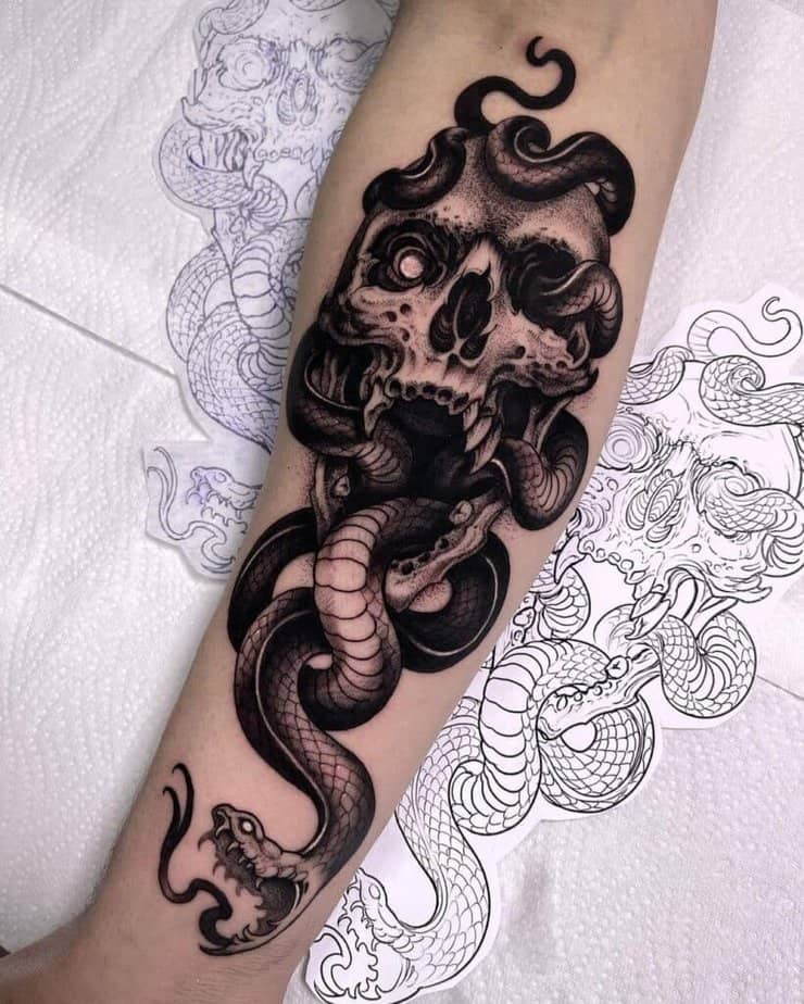 Skull forearm tattoos for men